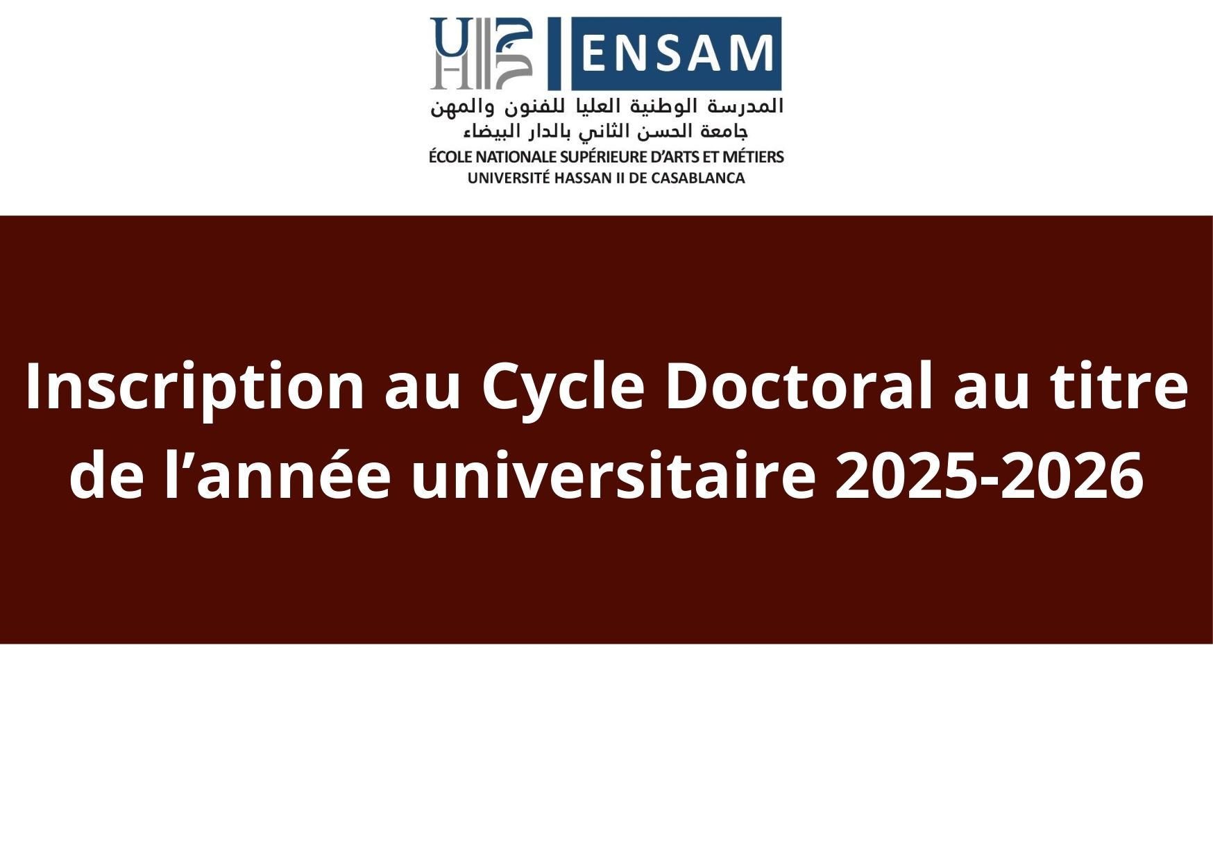 Inscription au Cycle Doctoral au titre de l’année universitaire 2025-2026