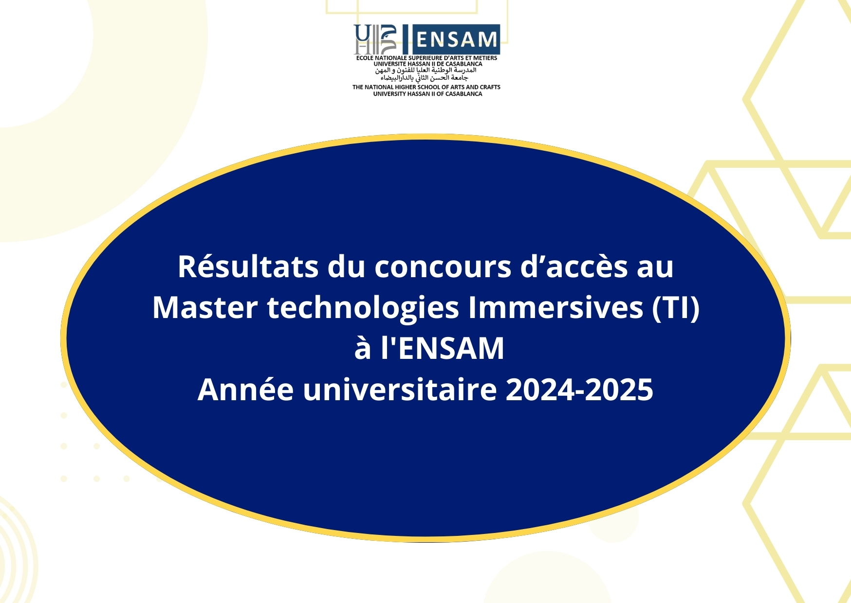 Résultats du concours d’accès au Master technologies Immersives (TI)