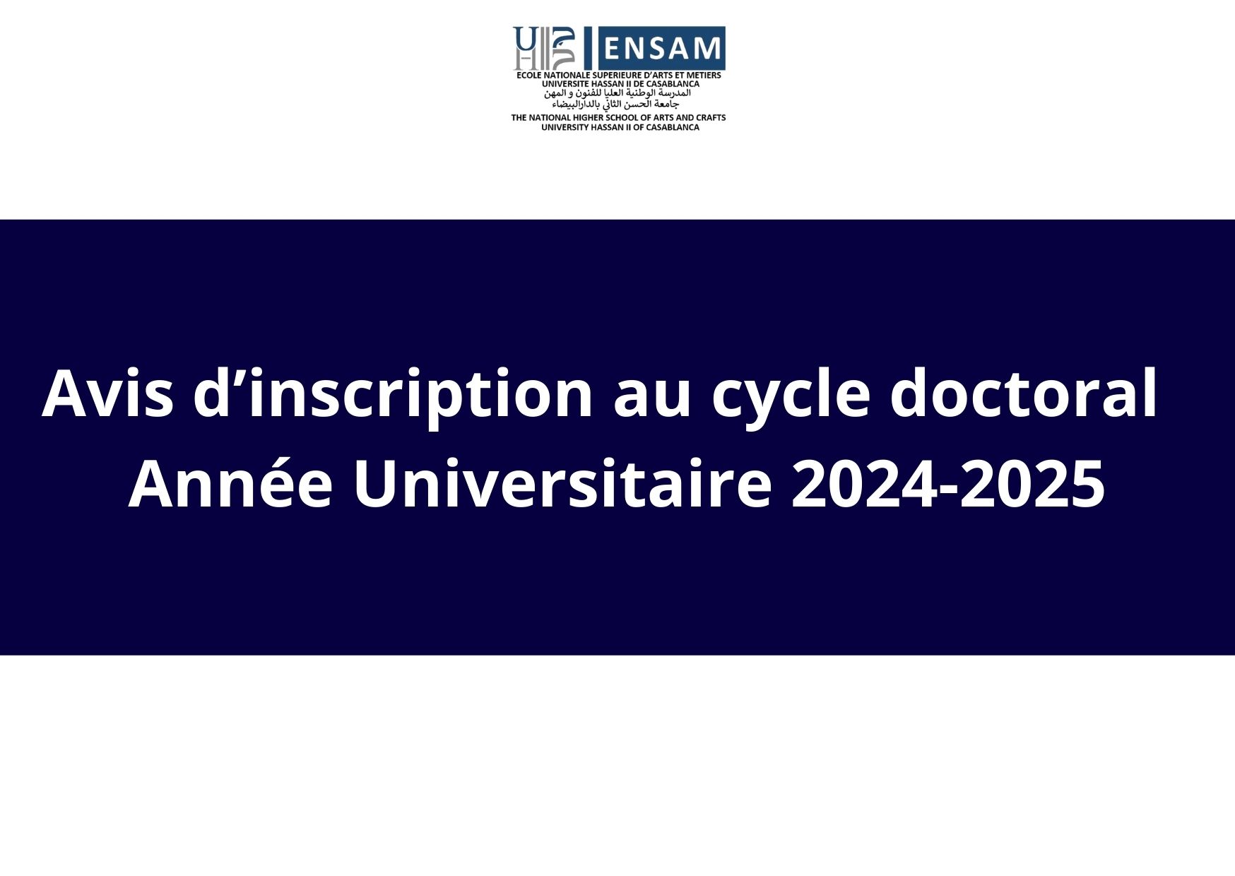 Avis d’inscription au cycle doctoral  2024-2025