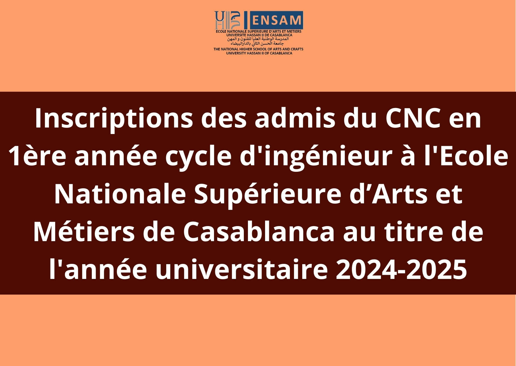 Inscriptions des admis du CNC 2024